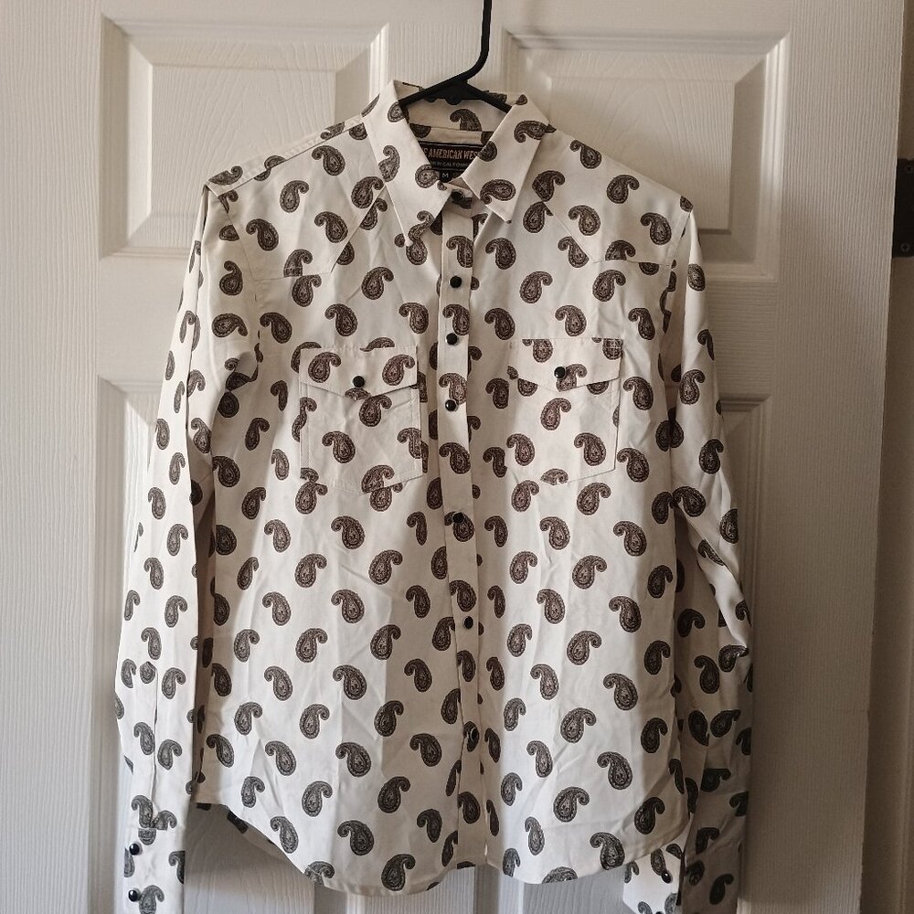 EUC The American West Pearl Snap Western Long Sleeve Shirt Size M